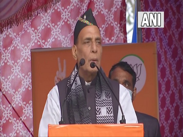 Union Defence Minister Rajnath Singh at Uttarakhand's Narendranagar (Photo/ANI)