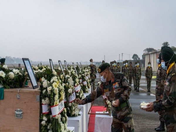 Wreath laying ceremony of seven army personnel who made supreme sacrifice in Kameng Sector held at Tezpur Air Force Station  (Photo/ANI)