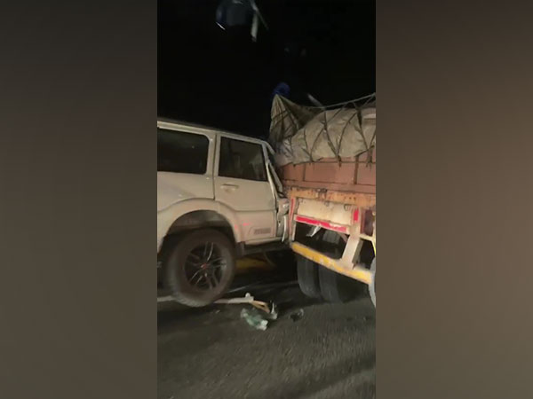 Deep Sidhu's car that rammed into a truck at KMP Expressway. (Photo/ANI)