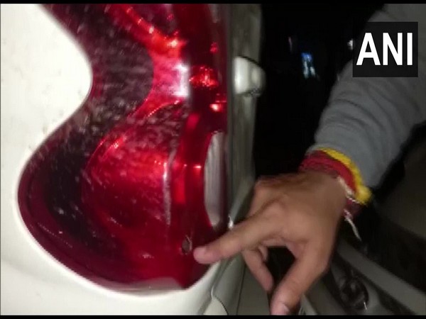Broken rear position lamp of the car of SP Singh Baghel's convoy (Photo/ANI)