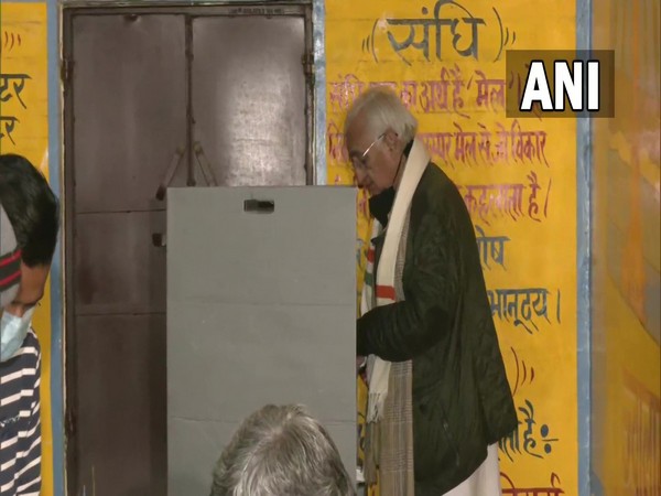 Senior Congress leader Salman Khurshid casts his vote (Photo/ANI)