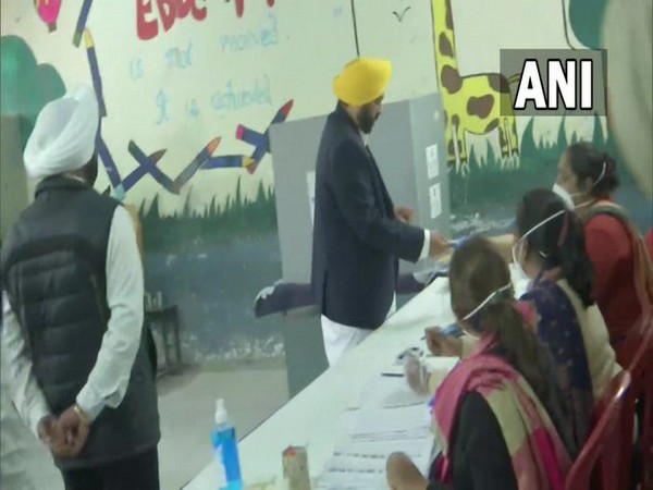 AAP CM candidate Bhagwant Mann casts vote. (Photo/ANI)