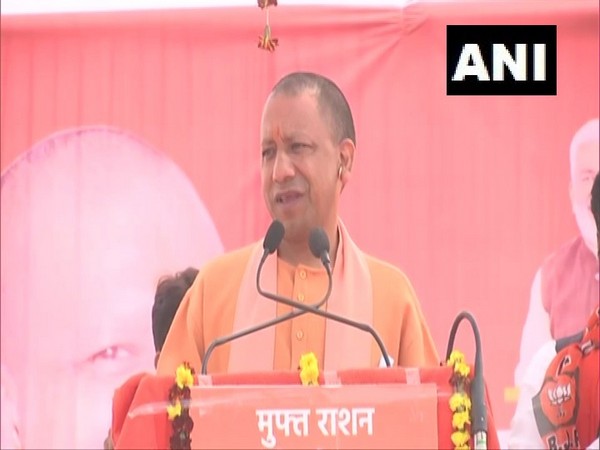 Yogi Adityanath in Lakhimpur Kheri. (Photo/ANI)