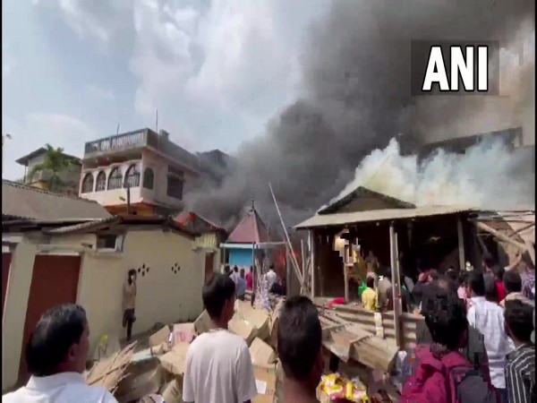 Assam: Massive fire breaks out in Bokajan market area in Karbi Anglong [Photo/ANI]