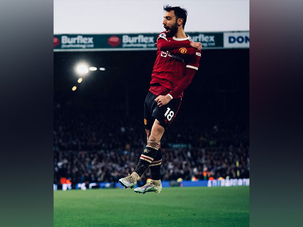 Bruno Fernandes in action against Leeds (Photo/ Bruno Fernandes Twitter)