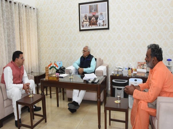 Uttarakhand Chief Minister Pushkar Singh Dhami meets Khattar (Photo/ANI)