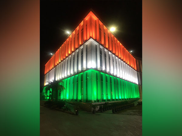 The Danish embassy building lit up in the colours of the Tricolour (Photo/@DenmarkinIndia)
