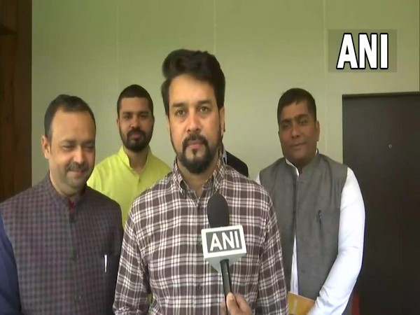 Union Minister Anurag Thakur in Lucknow (Photo/ANI)