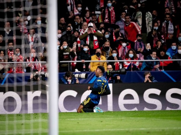 Elanga celebrates after scoring goal (Photo/ Manchester United Twitter)