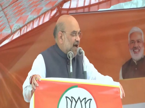 Union Home Minister Amit Shah addressing a rally in Ghazipur. (Photo/ANI)