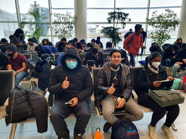 Indian nationals at Bucharest airport (Photo/Twitter: S Jaishankar)