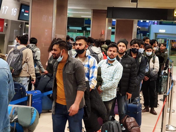 Indian nationals at Bucharest airport (Photo/Twitter: S Jaishankar)