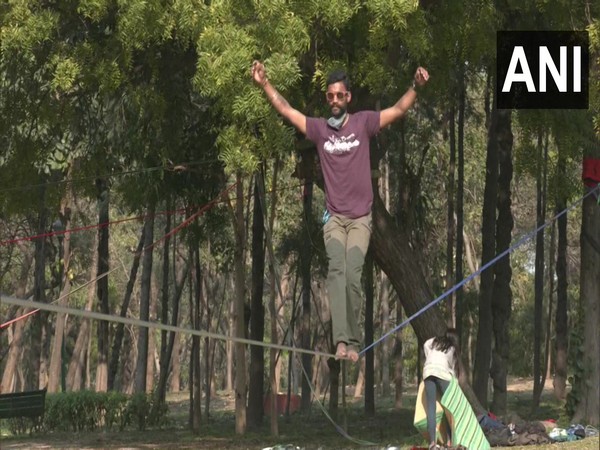 Slacklining event at Red Fort (Photo/ANI)