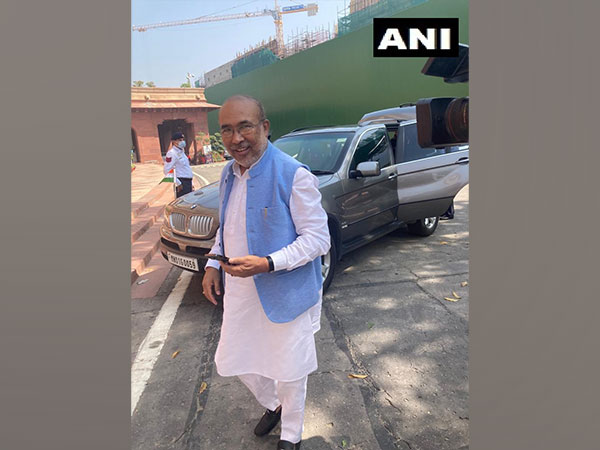 Manipur Chief Minister N Biren Singh arrives at Parliament. (Photo/ANI)