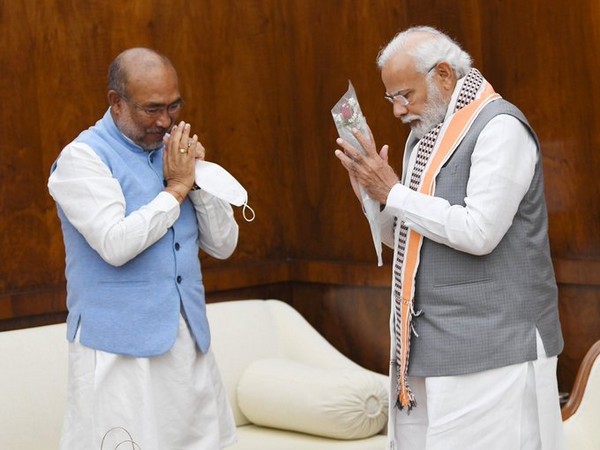 Prime Minister Narendra Modi meets Manipur caretaker Chief Minister N Biren Singh in Delhi. (Pic credit: Narendra Modi)