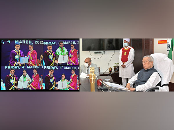 Andhra pradesh Governor Biswa Bhusan Harichandan attends convocation virtually. (Photo: Twitter)