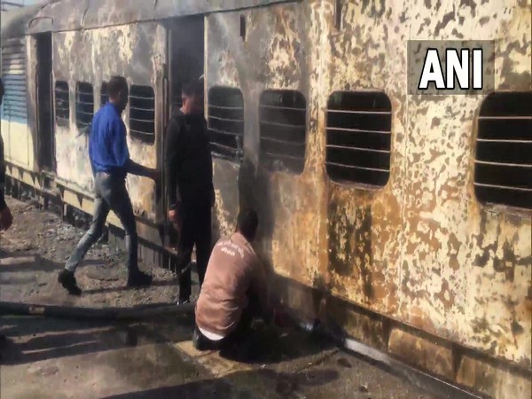 Fire break out in passenger train near Meerut (Photo/ANI)