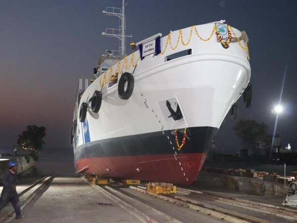 Indian Coast Guard launches auxiliary barge Urja Prabha (Photo/ANI)