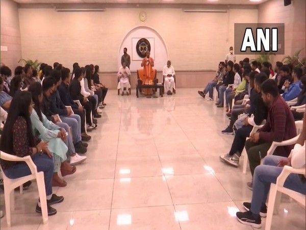 A visual from Adityanath's interaction with students. (Photo/ANI)