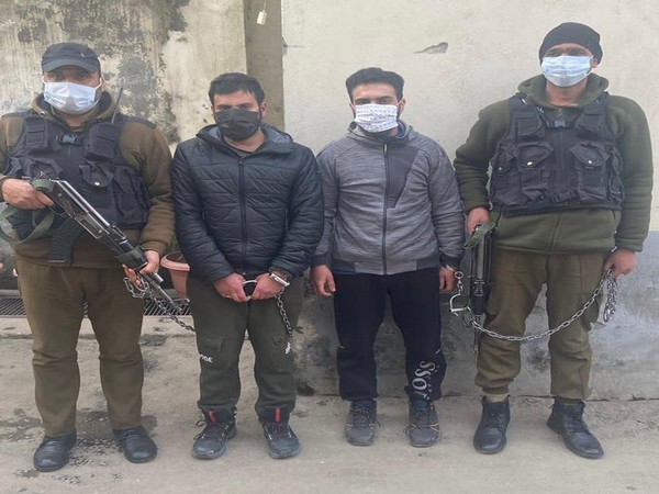 Two accused arrested in connection with the grenade attack near Amira Kadal Bridge in Srinagar on March 6. (Photo/ANI)