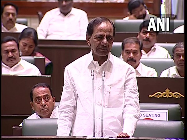 Telangana Chief Minister K Chandrashekar Rao addressing the state Assembly (Photo/ANI)