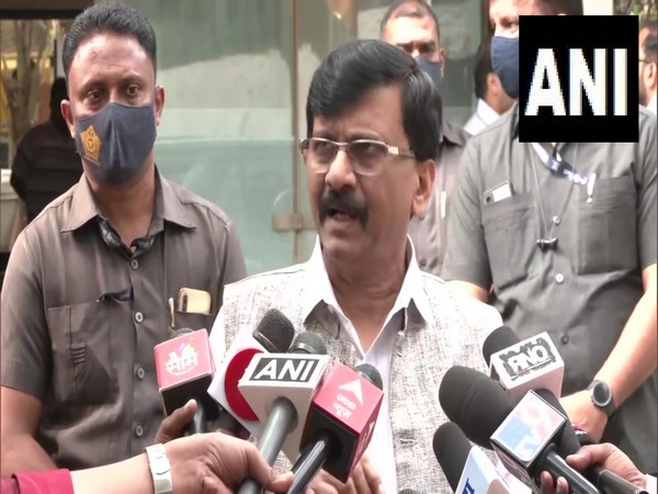 Shiv Sena leader Sanjay Raut speaking to reporters on Wednesday. (Photo/ANI)