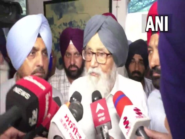 SAD patron Parkash Singh Badal speaking to media persons on Monday. (Photo/ANI)