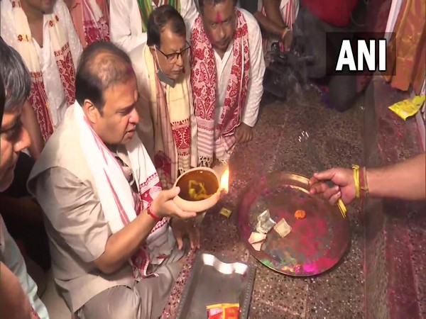 Assam Chief Minister Himanta Biswa Sarma offers prayers at Doul Govinda Temple (ANI/Photo)
