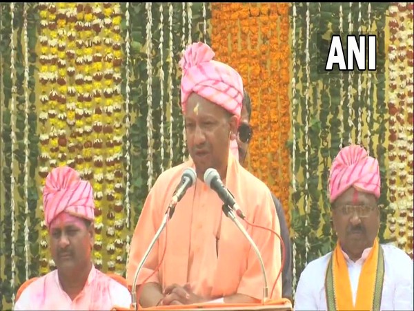Uttar Pradesh CM Yogi Adityanath at 'Bhagwan Narsingh Holikotsav Shobha Yatra' in Gorakhpur (Photo/ANI)