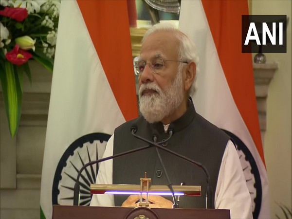 Prime Minister Narendra Modi during press statements following the 14th India-Japan Annual Summit