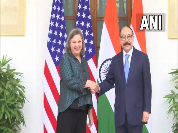 Foreign Secretary Harsh Vardhan Shringla meets US Under Secretary of State for Political Affairs Victoria Nuland (Photo/ANI)