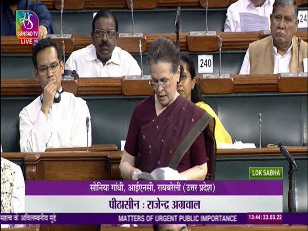 Congress interim President Sonia Gandhi in Lok Sabha.