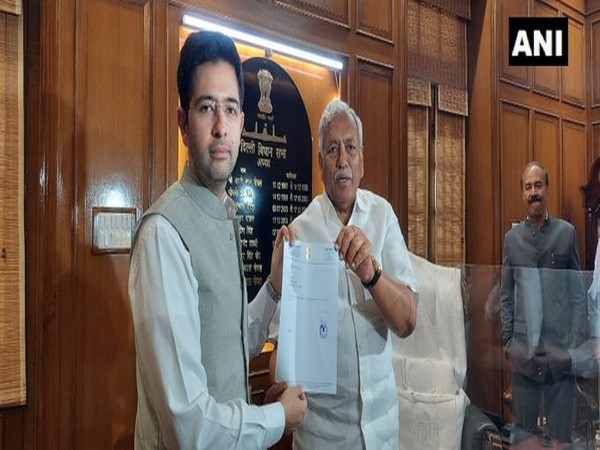 AAP leader Raghav Chadha tenders his resignation from Delhi Legislative Assembly. (Photo/ANI)