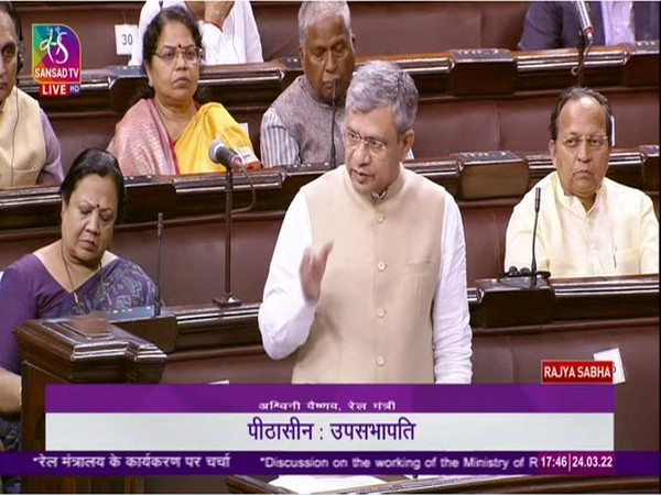 Union Railway Minister Ashwini Vaishnaw in Rajya Sabha