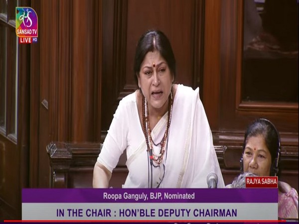 BJP MP Roopa Ganguly breaks down in Rajya Sabha over Birbhum incident (Photo credit: Sansad TV)