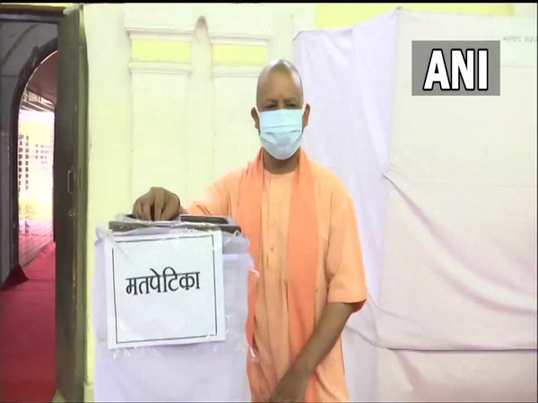 Uttar Pradesh Chief Minister Yogi Adityanath casts vote in MLC elections. (Photo/ANI)