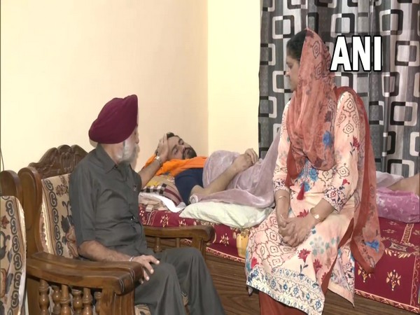 Indian student Harjot Singh, who was shot in Ukraine, at his home after discharge from a Delhi hospital (Photo/ANI)