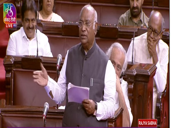 Congress leader Mallikarjun Kharge in Rajya Sabha