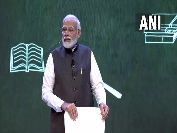 Prime Minister Narendra Modi interacting with students during 'Pariksha Pe Charcha' at Delhi's Talkatora stadium on Friday. [Photo/ANI]