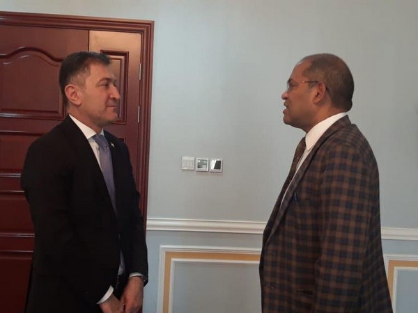Indian Ambassador to Tajikistan, Viraj Singh with Jonon S Sherali, new head in Ministry of Foreign Affairs of Tajikistan (Photo Credit: Twitter/ India in Tajikistan)