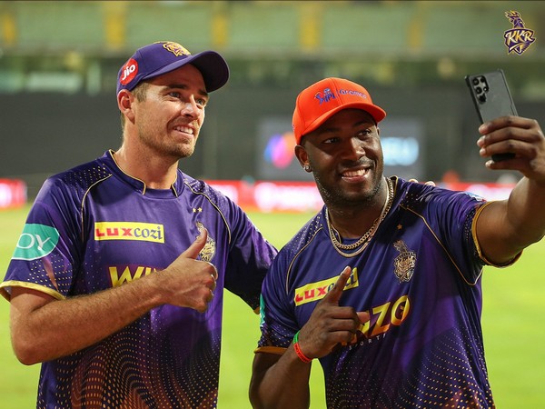Andre Russell and Tim Southee (Photo: Kolkata Knight Riders/ Twitter)