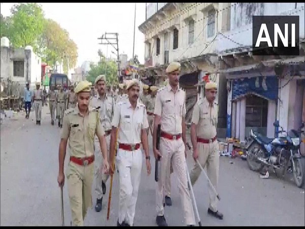 Rajasthan police conducts flag march in Karauli (Photo/ANI) 