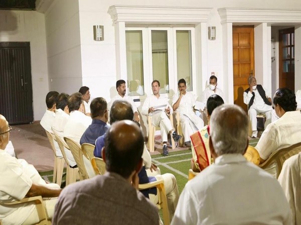 Rahul Gandhi meets Telangana Congress leaders at his residence (Photo: ANI)