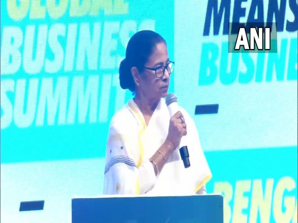 Bengal Chief Minister Mamata Banerjee at 'Bengal Global Business Summit' in Kolkata on Thursday (Photo/ANI)