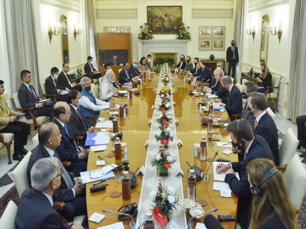 Prime Minister Narendra Modi during delegation-level talks with his UK counterpart Boris Johnson (Photo Credit: Twitter/@narendramodi)