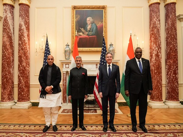Defence Minister Rajnath Singh, EAM Dr S Jaishankar, Secretary of State Antony Blinken and Secretary of Defence Lloyd Austin (from left to right) (Photo: Twitter/Jaishankar)