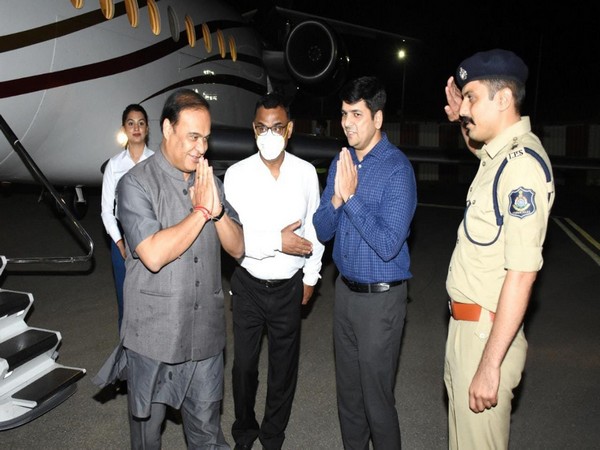 Assam CM Himanta Biswa Sarma arrives in Jamnagar, Gujarat. (Photo/ANI)