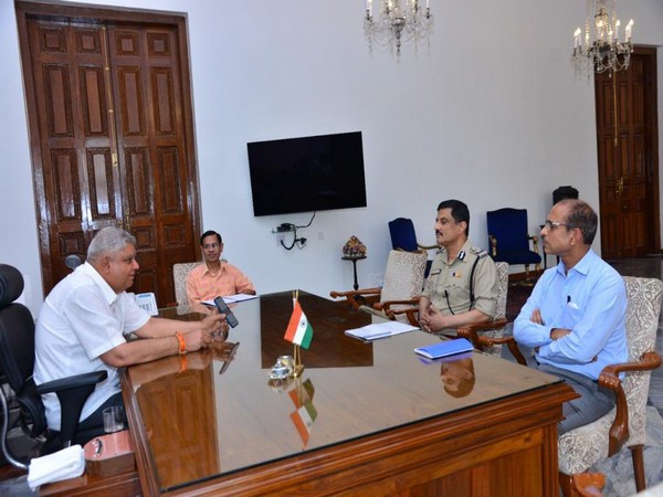 West Bengal Governor Jagdeep Dhankhar with CS, DGP
