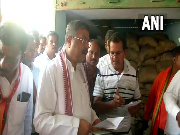 Union Minister Dharmendra Pradhan visited Public Distribution System Center. (Photo/ANI)