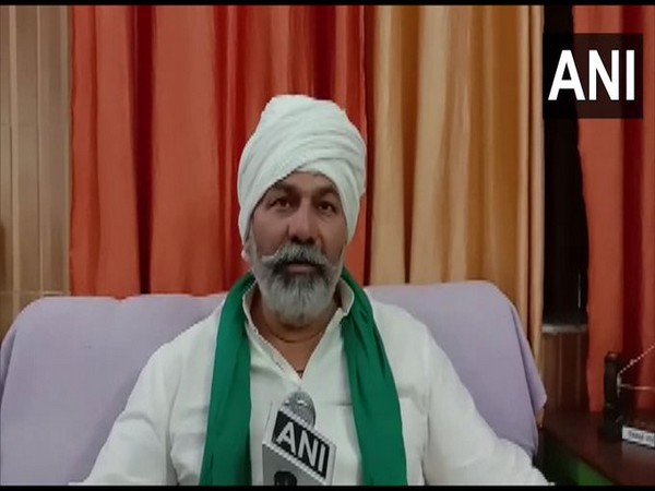 Bharatiya Kisan Union leader Rakesh Tikait speaking to ANI in Muzaffanagar on Monday. [Photo/ANI]